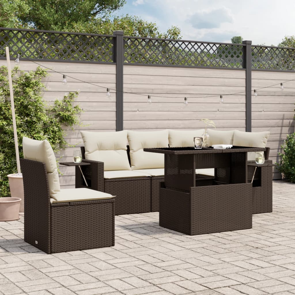 vidaXL 6-piece Lounge Set with Cushions Poly Rattan Black
