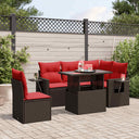 vidaXL 6-Seater Garden Sofa Set with Cushions, Grey Poly Rattan