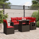 vidaXL 6-Seater Garden Sofa Set with Cushions, Grey Poly Rattan