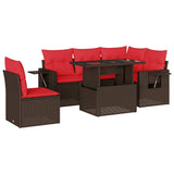 vidaXL 6-Seater Garden Sofa Set with Cushions, Grey Poly Rattan