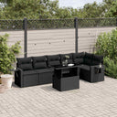 vidaXL 7-Piece Lounge Set with Cushions Poly Rattan Black
