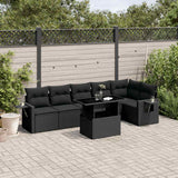 vidaXL 7-Piece Lounge Set with Cushions Poly Rattan Black