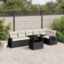 vidaXL 7-Piece Lounge Set with Cushions Poly Rattan Black