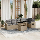 vidaXL 7-Piece Lounge Set with Cushions Poly Rattan Black