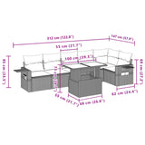 vidaXL 7-Piece Lounge Set with Cushions Poly Rattan Black