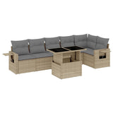 vidaXL 7-Piece Lounge Set with Cushions Poly Rattan Black