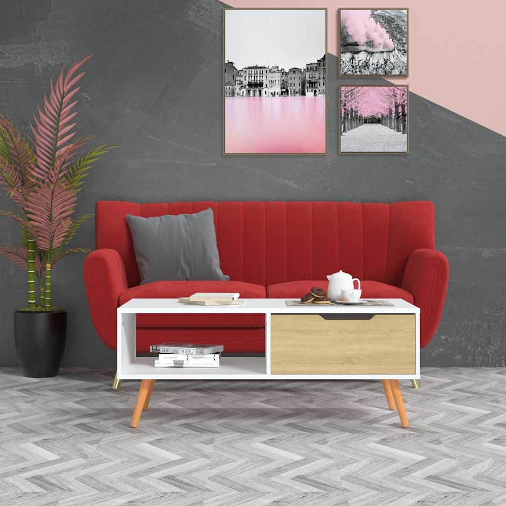 vidaXL Salontafel 100x49,5x43 cm bewerkt hout wit