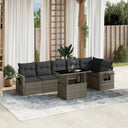 vidaXL 7-Piece Lounge Set with Cushions Poly Rattan Black