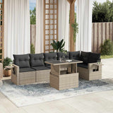 vidaXL 7-Piece Lounge Set with Cushions Poly Rattan Black