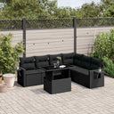 vidaXL 7-Piece Lounge Set with Cushions Poly Rattan Black