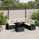 vidaXL 7-Piece Lounge Set with Cushions Poly Rattan Black
