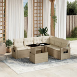 vidaXL 7-Piece Lounge Set with Cushions Poly Rattan Black