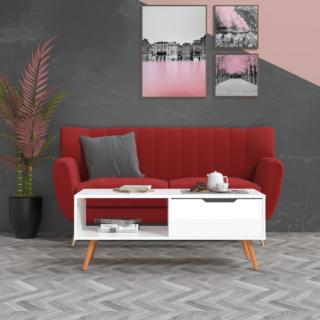 vidaXL Salontafel 100x49,5x43 cm bewerkt hout wit