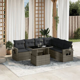 vidaXL 7-Piece Lounge Set with Cushions Poly Rattan Black