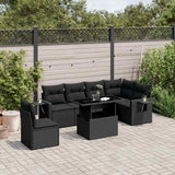 vidaXL 7-Piece Lounge Set with Cushions Poly Rattan Black