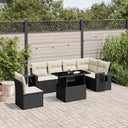 vidaXL 7-Piece Lounge Set with Cushions Poly Rattan Black