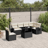 vidaXL 7-Piece Lounge Set with Cushions Poly Rattan Black