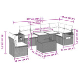 vidaXL 7-Piece Lounge Set with Cushions Poly Rattan Black