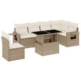vidaXL 7-Piece Lounge Set with Cushions Poly Rattan Black