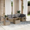 vidaXL 7-Piece Lounge Set with Cushions Poly Rattan Black