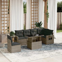 vidaXL 7-Piece Lounge Set with Cushions Poly Rattan Black