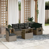 vidaXL 7-Piece Lounge Set with Cushions Poly Rattan Black