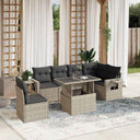 vidaXL 7-Piece Lounge Set with Cushions Poly Rattan Black