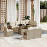 vidaXL 9-delige Loungeset met kussens poly rattan zwart