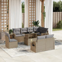 vidaXL 9-delige Loungeset met kussens poly rattan zwart
