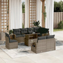vidaXL 9-delige Loungeset met kussens poly rattan zwart