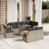 vidaXL 9-delige Loungeset met kussens poly rattan zwart