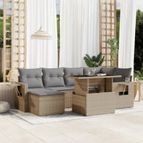 vidaXL 7-delige Loungeset met kussens poly rattan zwart