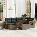 vidaXL 7-delige Loungeset met kussens poly rattan zwart