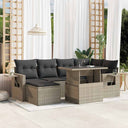 vidaXL 7-delige Loungeset met kussens poly rattan zwart