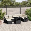 vidaXL 8-delige Loungeset met kussens poly rattan zwart