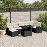 vidaXL 8-delige Loungeset met kussens poly rattan zwart