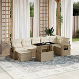 vidaXL 8-delige Loungeset met kussens poly rattan zwart