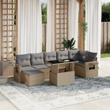 vidaXL 8-delige Loungeset met kussens poly rattan zwart