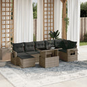 vidaXL 8-delige Loungeset met kussens poly rattan zwart