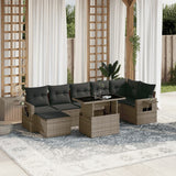 vidaXL 8-delige Loungeset met kussens poly rattan zwart