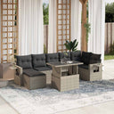 vidaXL 8-delige Loungeset met kussens poly rattan zwart