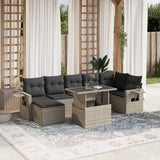 vidaXL 8-delige Loungeset met kussens poly rattan zwart