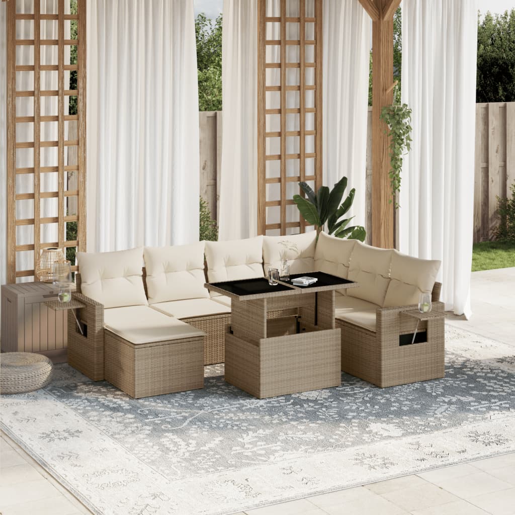 vidaXL 8-delige Loungeset met kussens poly rattan zwart