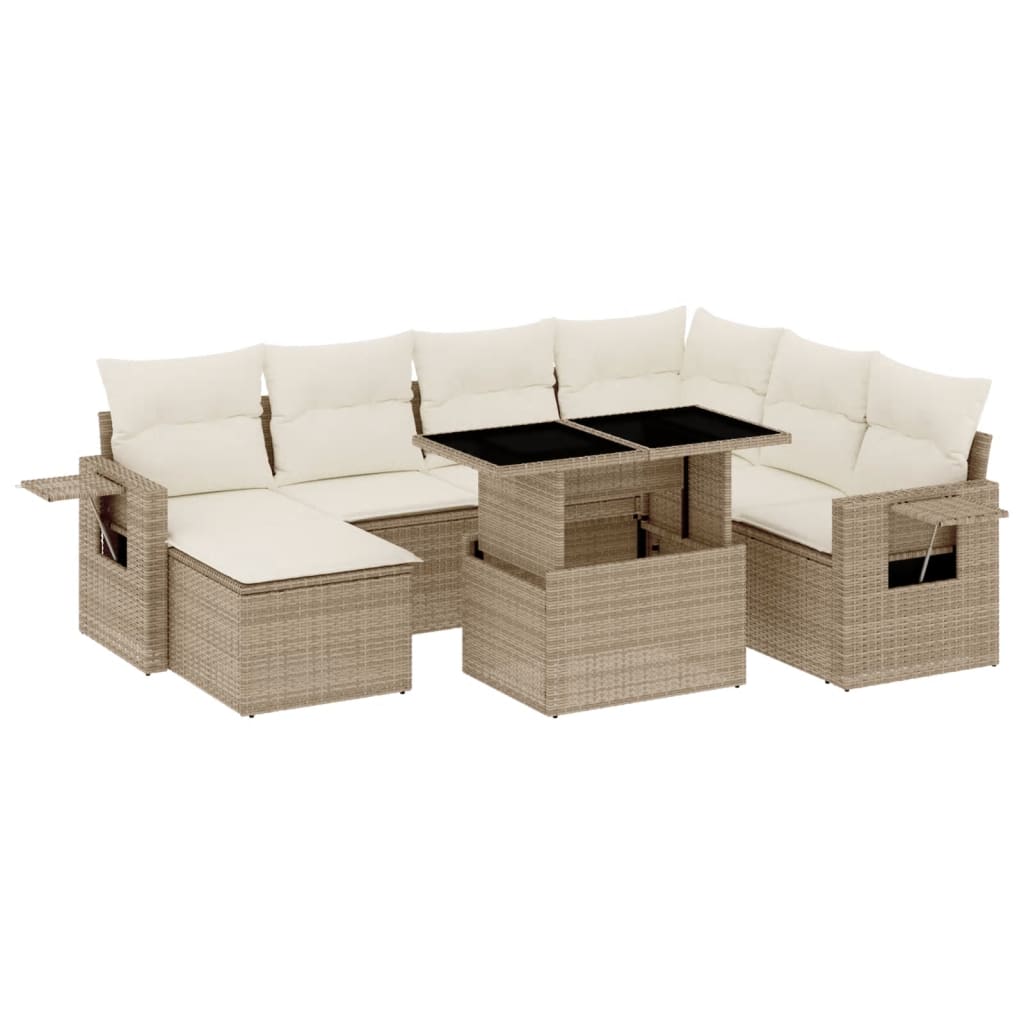 vidaXL 8-delige Loungeset met kussens poly rattan zwart