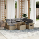 vidaXL 8-delige Loungeset met kussens poly rattan zwart