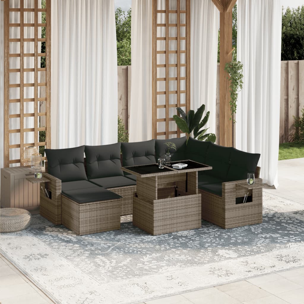 vidaXL 8-delige Loungeset met kussens poly rattan zwart