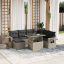 vidaXL 8-delige Loungeset met kussens poly rattan zwart