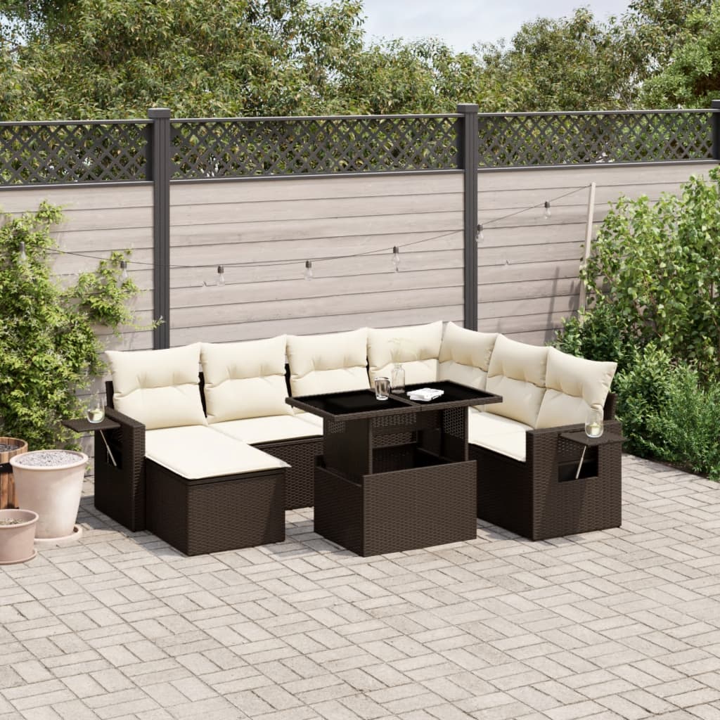 vidaXL 8-delige Loungeset met kussens poly rattan zwart