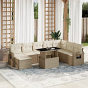 vidaXL 9-delige Loungeset met kussens poly rattan zwart