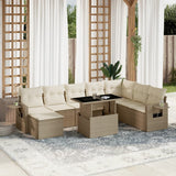 vidaXL 9-delige Loungeset met kussens poly rattan zwart
